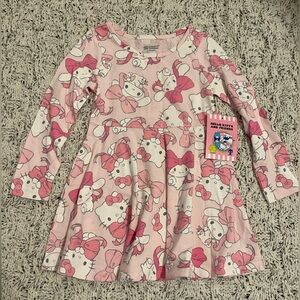 Sanrio Hello Kitty Pink & White Long Sleeve Twirl Dress